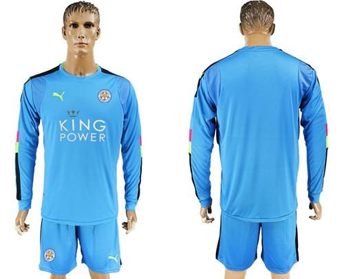 Leicester City Blank Light Blue Goalkeeper Long Sleeves Soccer Club Jersey
